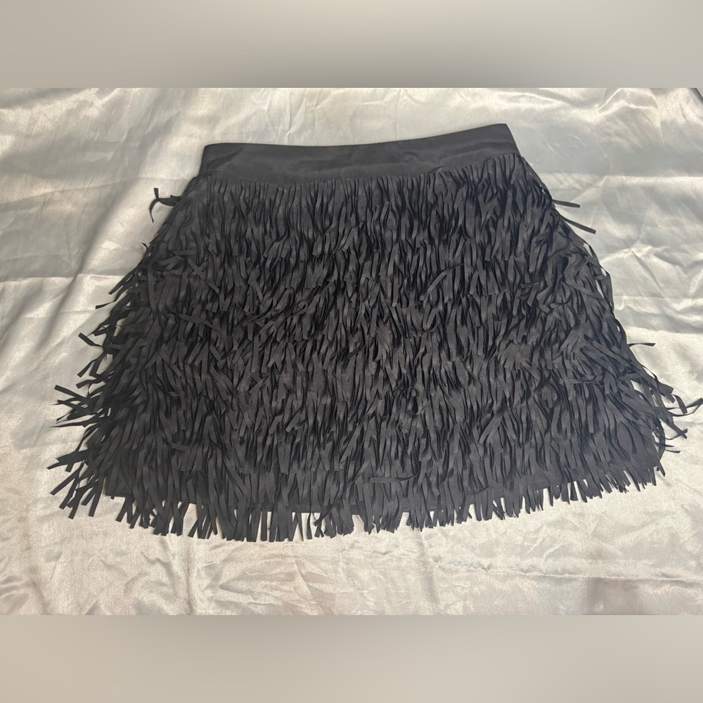 Elegant Black Fringe Skirt